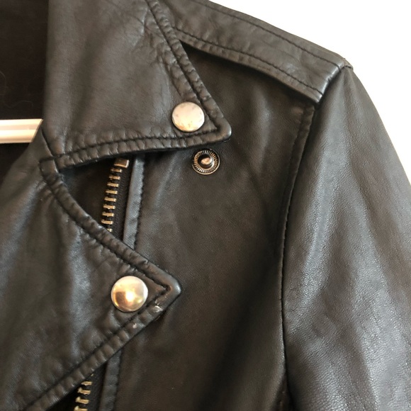 Top shop vegan leather Moto jacket black size 4 - Picture 4 of 7